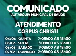 Saúde de Cambira divulga cronograma de atendimento durante o feriado de Corpus Christi
