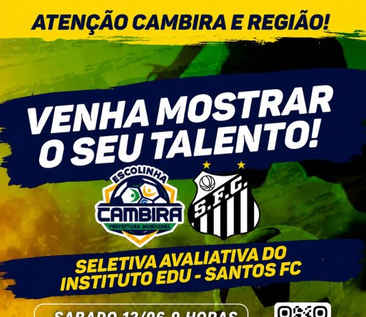 Seletiva do Instituto Edu e Santos FC será realizada em Cambira