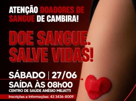 Campanha incentiva doação de sangue e mobiliza voluntários em Cambira