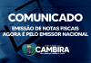 Prefeitura de Cambira orienta contribuintes sobre nova forma de emissão da Nota Fiscal de Serviços Eletrônica