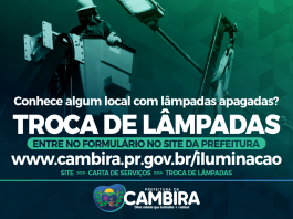 Prefeitura de Cambira realiza ação de troca de lâmpadas da iluminação pública nesta quinta-feira (30)