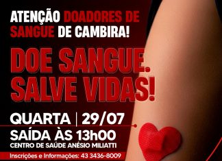 Cambira promove nova campanha de doação de sangue e convoca voluntários para ação no Hemepar
